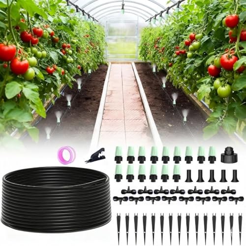 Drip Irrigation System，1/4" Blank Distribution Tubing Watering Hose, DIY Micro Sprinkler Automatic Plant Waterer for Garden, Greenhouse, Raised Bed, Patio & Outdoor Plants （65FT - size: 65FT