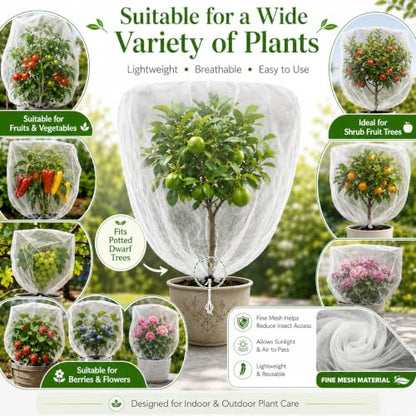 4-Pack Fine Mesh Plant Cover with Drawstring, 3.3x4.9FT - 4.0x4.9FT, Reusable Garden Netting for Vegetables, Flowers, Fruit Trees and Potted Plants, Insect Barrier Plant Protection Net - size: 3.3*4.9Ft + 4.0*4.9Ft-4pack