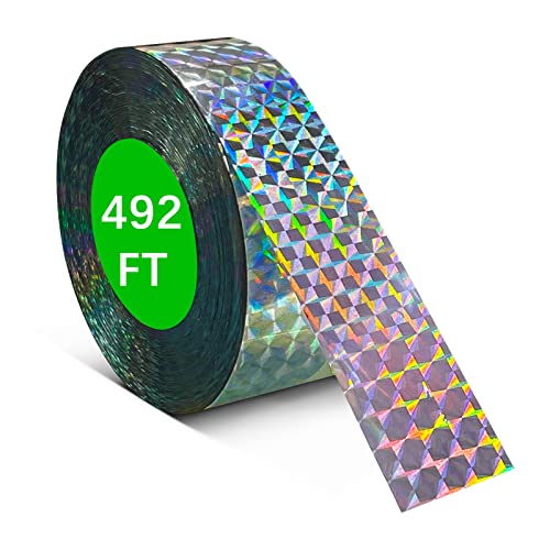 Benasan [492FT] Effective Birds Scare Ribbon, Reflective Flash Reflectors to Keep Pigeons, Hawks, Woodpeckers, Geeses Away from Trees Plants Crops - size: 1*Roll, 492 FT