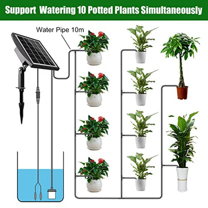Solar Automatic Drip Irrigation Kit System, JIYANG Solar Powered Auto Easy DIY Watering Device Supported Pots Plants, 6 Timing Modes with Anti-Siphoning Device (Supported 10 Pots, 6Timing Modes) - size: 10 Pot-Drip Irrigation