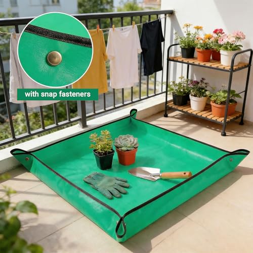 Repotting Mat for House Plants, Waterproof Portable Potting Mat Gardening Tray, Flower and Plant Care Transplanting and Potting Soil Mess Control - color: Green