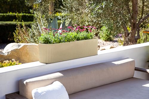 Veradek Demi Series Window Box Planter - Round Outdoor Planter - color: Sand, size: 36 inch