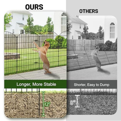 Metal Garden Fence with Gate 48 in x 12.7 ft, No-Dig Outdoor Dog Fence - size: 48"Hx12.7ft (Gate+4Panels)