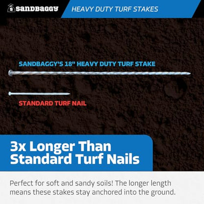 Sandbaggy 18" Heavy Duty Galvanized Artificial Turf Stakes - Spiral Landscape Nails - Ground Spikes/Pins, Synthetic Grass, Lawn, Edging, Weed Barrier Fabric (18 inch - Ultra Heavy Duty, 300, Count) - style: 18 inch - Ultra Heavy Duty