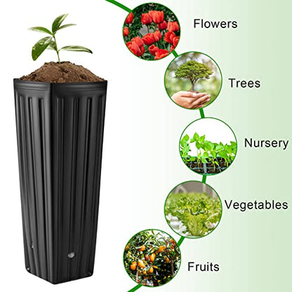 Nuenen 100 Pcs Tall Tree Pot, Plastic Deep Nursery Pots, 9.8" H X 4.7" W - size: 9.8" H X 4.7" W