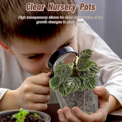 10 Pack Clear Plant Nursery Pots with Drainage 6 Size Plastic Orchid Pots - size: MIX-6 Sizes