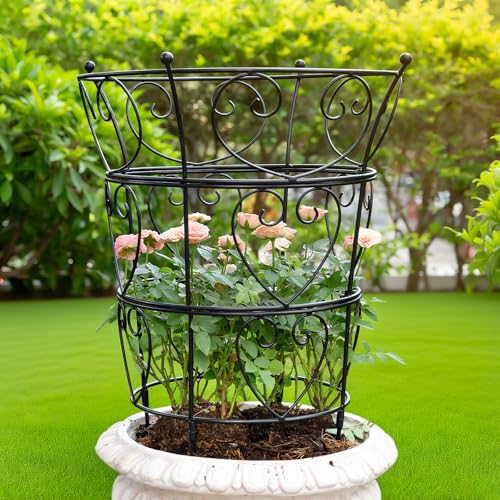 Large 24.6"x17" Peony Support Rings - Metal Plant Support - color: Black, size: 24.6"x17"