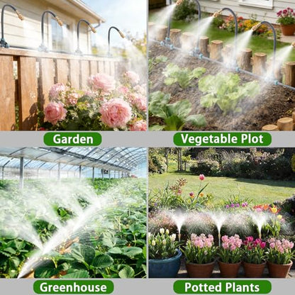 100FT 1/4" Quick-Connect Drip Irrigation System Kit, Automatic Garden Watering System with 16 Pcs Adjustable Spray Nozzles for Garden, Greenhouse, Yard, Lawn - size: 100FT