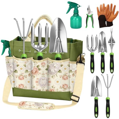 Gardening Tools Set with Floral Handbag,Gardening Gifts for Women