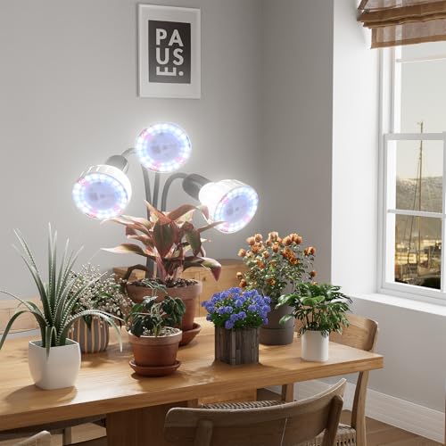 GooingTop Grow Light,24W (160Watts Equiv) 5000K White Full Spectrum LED Growing Lamp Clip on Desk for Indoor Plants,Bulbs Replaceable & Non-dimmable (Black, 240W) - size: 240W