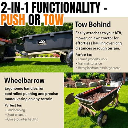Heavy-Duty Garden Cart on Wheels – 7 Cu. Ft. 2-in-1 Utility Wagon & Wheelbarrow, Push or Tow Design, 600 lb. Capacity, All-Terrain Utility Cart with 13" Pneumatic Wheels - size: 13" Pneumatic Tire