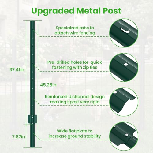DoCred Welded Wire Fence 35.4inx 50ft, PVC Anti-Rust Coated Metal Wire Mesh - color: Green, size: 35.4Inch x 50FT