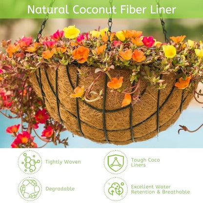 Riare 6 Pack 14 Inch Coco Liners for Planters, Round Hanging Baskets Liners - size: 14inch