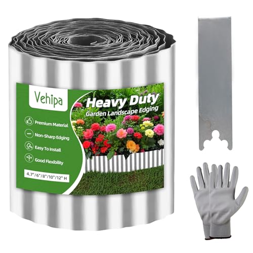 Vehipa Garden Edging Brooder for Landscaping 6" x 30 Ft Corrugated Silver - color: Silver, size: 6Inches x 30FT
