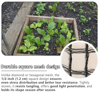 POYEE 15x40ft Bird Netting, 1/2-inch Square Mesh Garden Netting - size: 15x40ft