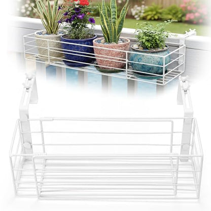 Youyole Railing Hanging Planter Holder, Adjustable Balcony Flower Pot Stand - color: White, size: 6" Wide, style: Classic