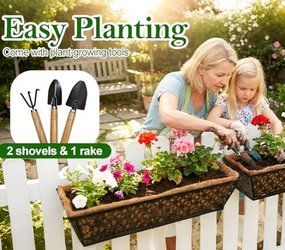 SPECILITE 24" Adjustable Metal Window Railing Planters Boxes, 2 Pack - size: 24in, style: 2Packs