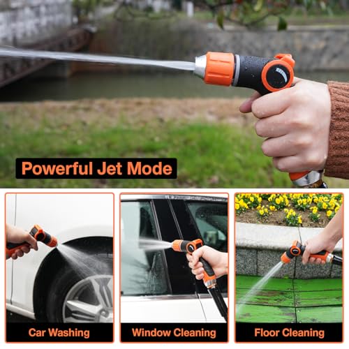 Besiter Garden Hose Nozzle Sprayer High Pressure Water Hose Nozzle with 4 Patterns with Adjustable Spray for Car Washing, Garden Watering, Patio Cleaning and Pets (Orange) - color: Lightorange