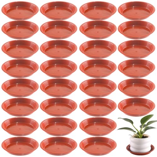 30 Pack Plant Saucer 6 Inches Plastic Drip Trays to Catch Water, Red - color: Red, size: 6 inch