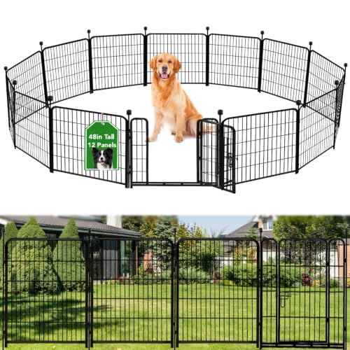 ADAVIN 12 Panels Dog Fence Outdoor for Yard, 48in Tall Garden Fence - size: 48in(H)×27ft(L) 12 panels-New