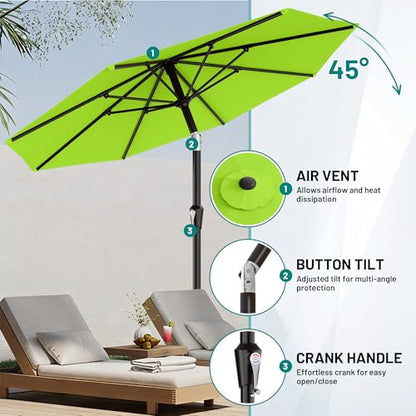 AreShark 9FT Outdoor Patio Umbrella with Tilt and Crank, Apple Green - color: Apple Green, size: 9ft