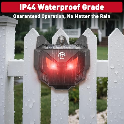 2 Pack Solar Nocturnal Animal Repeller with Red LED Flashing Lights – Effective Coyote, Raccoon, Skunk, Deer & Hawk Deterrent – Waterproof Predator Lights for Yards, Gardens & Chicken Coops
