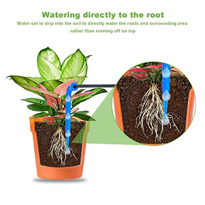 Lewisia 2W Solar Automatic Drip Irrigation Kit with Timer Auto Watering System Solar Powered Auto-Irrigation Set for Garden Beds Patio Lawn Plants Greenhouse Flower 50FT for 15 Plants