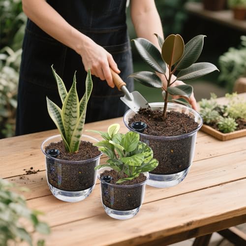 Plant Pots 6 inch Set of 3, Self Watering Pots for Indoor Outdoor Plants - color: 3pcs Large