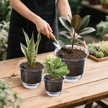 Plant Pots 6 inch Set of 3, Self Watering Pots for Indoor Outdoor Plants - color: 3pcs Large