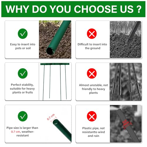 24.5" Dahlia Stakes and Supports - Outdoor Durable Plant Support - color: Green
