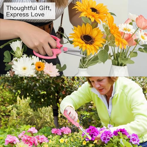 Housolution Flower Scissors, 3PCS Steel Pointed Pruning Shears, Pink - color: Pointed-pink, size: 3 Pack