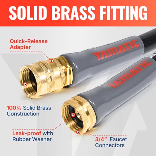 YAMATIC Female to Female Short Garden Hose 5/8 in x 5 ft, 2 in 1 Dual Use Heavy Duty Leader Hose with Solid Brass Connector, All-Weather Water Hose, Burst 300 PSI - size: 5' (feet) Double Females
