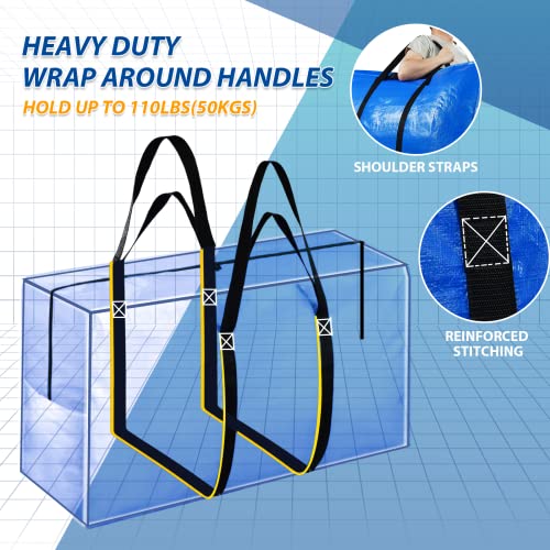 Extra Large Storage Bags, 57 Gallon XXL Jumbo Large Moving Bags Heavy Duty - color: Blue - 2 PACK, size: 42" X 23" X 13.5"