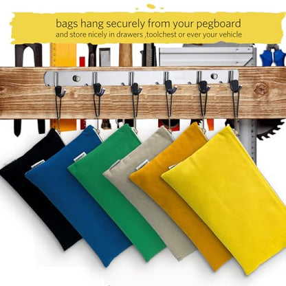 Canvas Tool Bag Zipper Pouch, 8 Pack 12.5 x 7-Inch - color: Orange, Yellow, Gray, Blue, Green, White, Black & Brown
