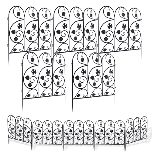 2ft(H) x10ft(L) Decorative Garden Fence Border, 5 Pack Outdoor Rustproof Metal Wire Tall Animal Barrier Fence No Dig for Dogs Rabbit Squirrel, 24inches - size: 24IN(H)x10FT(L) 5Pack