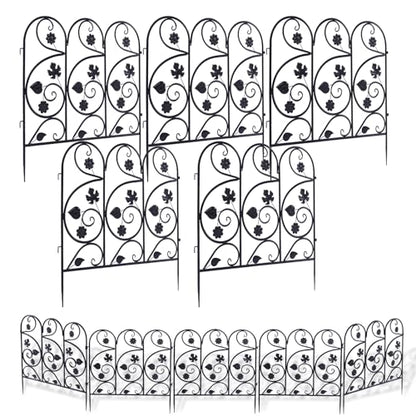 2ft(H) x10ft(L) Decorative Garden Fence Border, 5 Pack Outdoor Rustproof Metal Wire Tall Animal Barrier Fence No Dig for Dogs Rabbit Squirrel, 24inches - size: 24IN(H)x10FT(L) 5Pack