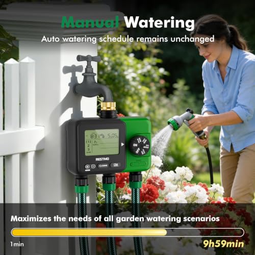 RESTMO 3-Zone Sprinkler Timer for Garden Hose with Brass Inlet - size: 3 Zone