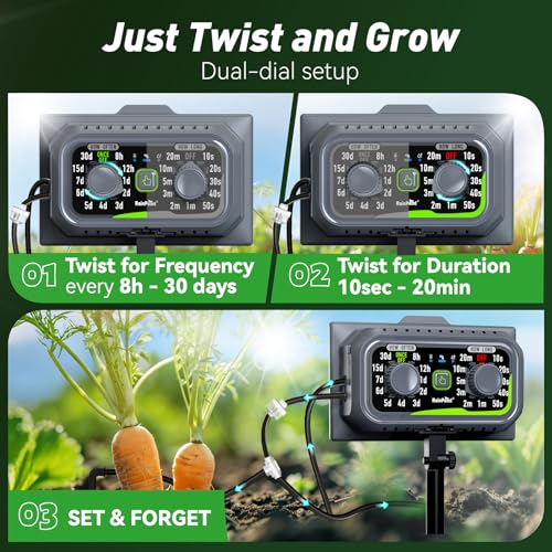 RAINPOINT Easy-Setup Solar,Rechargeable,USB-C Powered Automatic Drip Irrigation Kit System for Garden Outdoor/Indoor,Plant Waterer Device Balcony Patio Grow Tent Greenhouse Indoor Water 10-20 Plants - color: With USB-C Port, size: ITP138KC