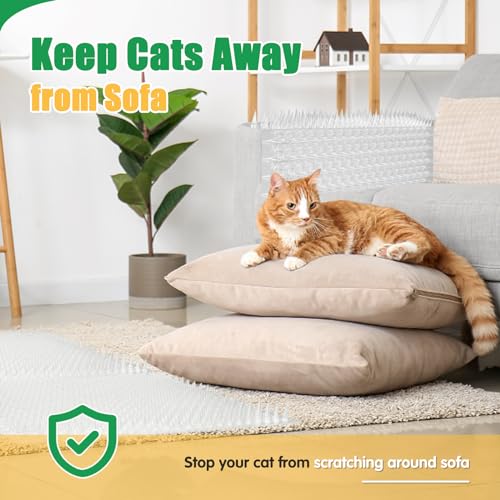 Zipcase 8 Pack Scat Mat for Cats - 13 x 16 in Updated Dual Length Cat Deterrent Mat with Narrower & Denser Spikes, More Effective for Indoor & Outdoor Cat Repellent Fence Covers 12 Sq.ft (1728 Sq.in)