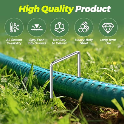 Verdeluxe 50 Pack Garden Staples,6 Inch 11 Gauge Galvanized Garden Stakes - size: 6inch/50pcs