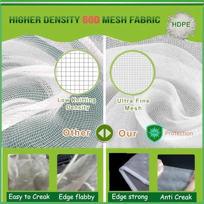 Large Fruit Tree Netting 2 Pack 10x10 FT with Drawstring and Zipper - Easy Install Plant Protection Cover, Reusable Garden Mesh Bag for Blueberry Bushes - Blocks Birds/Insects/Squirrels - size: 10x10 FT