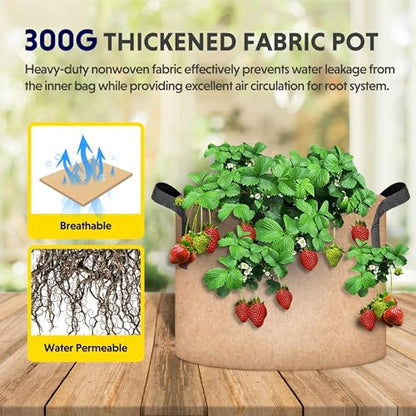 iPower Plant Grow Bag 5 Gallon 6-Pack Heavy Duty Fabric Pots, 300g Thick Nonwoven Fabric Containers Aeration with Nylon Handles, for Planting Vegetables, Fruits, Flowers, Tan 2024 Version - color: Tan, size: 5 Gallon