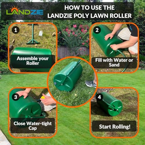 Landzie - Lawn Roller 24 Inch, Water Filled Poly Sod Roller - size: 24 Inches