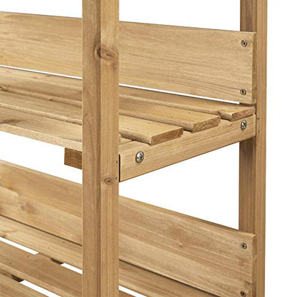 Topeakmart Potting Bench, Metal Top Garden Table for Outdoors,Natural Wood - color: Natural Wood