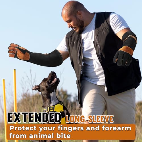 Animal Handing Gloves- Bite Proof, Puncture & Scratch Resistant for Safe Handling, Garden Gloves - color: Black-coffee, size: 24-inches