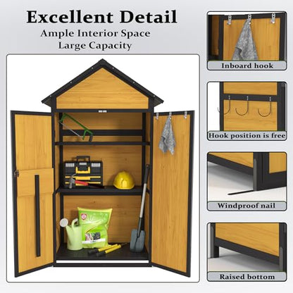 Space-Saving Outdoor Storage Cabinet with Fold-Down Table - color: Brown - 39.96 X 23.23 X 69.50 Inch