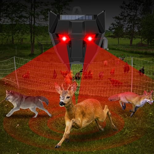 4 Pack Solar Animal Repellent,Waterproof Solar Nocturnal Animal Deterrent Device with Flashing Lights - Chase Away Raccoon,Coyote,Deer,Fox,Cat,Outdoor Pest Control for Garden, Chicken Coop & Farm