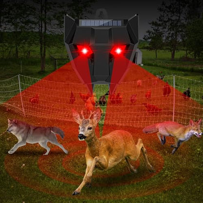 4 Pack Solar Animal Repellent,Waterproof Solar Nocturnal Animal Deterrent Device with Flashing Lights - Chase Away Raccoon,Coyote,Deer,Fox,Cat,Outdoor Pest Control for Garden, Chicken Coop & Farm