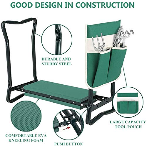 Garden Kneeler and Seat Stool Heavy Duty Garden Folding Bench with Large RemovableTool Pocket Gloves and Soft EVA Kneeling Pad for Gardening Lovers - size: Style B