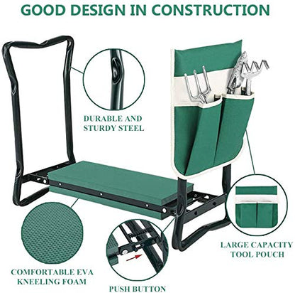 Garden Kneeler and Seat Stool Heavy Duty Garden Folding Bench with Large RemovableTool Pocket Gloves and Soft EVA Kneeling Pad for Gardening Lovers - size: Style B